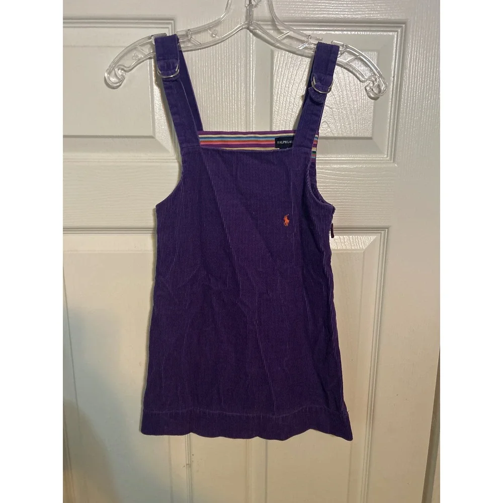 Ralph Lauren Purple Corduroy Jumper‎ Dress Girl's Size 6 Pony Logo